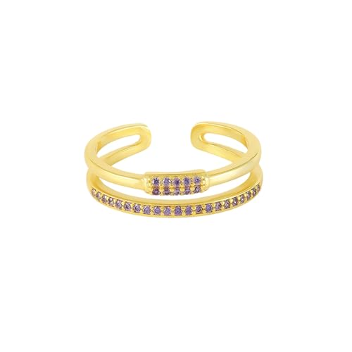 Bague Or ANAZOZ double rangs, l'éclat des oxydes de zirconium pour femme