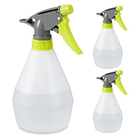 Relaxdays Sprühflasche, 3er Set, 500 ml, Düse mit Nebel und Strahl, mit Skala, nachfüllbar, Kunststoff, Zerstäuber, weiß 10035620 Cover