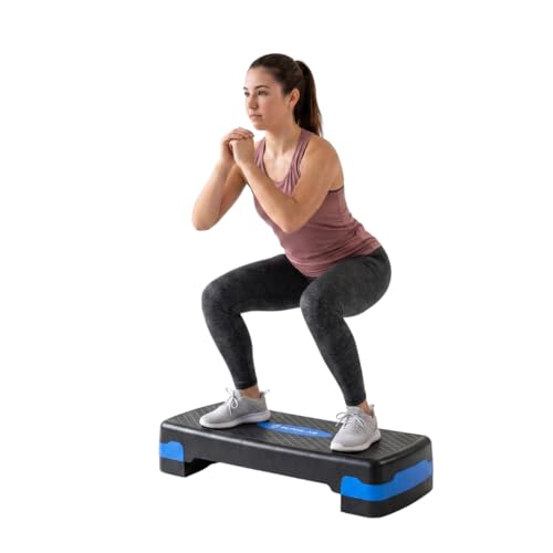 Image of Burnlab Aerobic Stepper, Two Height Level Adjustments - 4 inches and 6 inches, Slip-Resistant & Shock Absorbing Platform for Extra-Durability (Blue)
