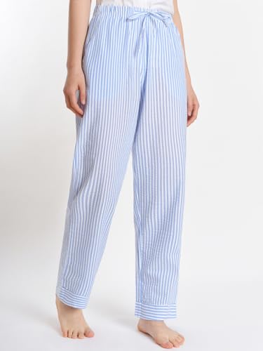 Latuza Women's Petite Seersucker Pajama Pants Cotton Pj Lounge Bottoms2