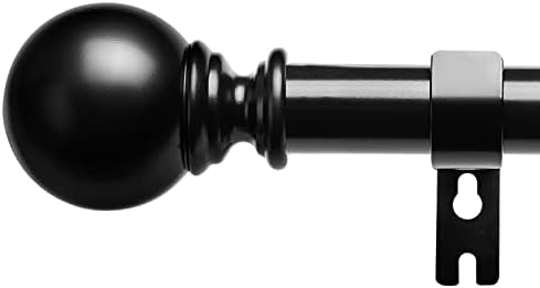 Silver Curtain Pole with Round Finials, 78 to 121 cm Metal Door Curtain Rod with Brackets Fittings Set Long Window Poles for Living Room