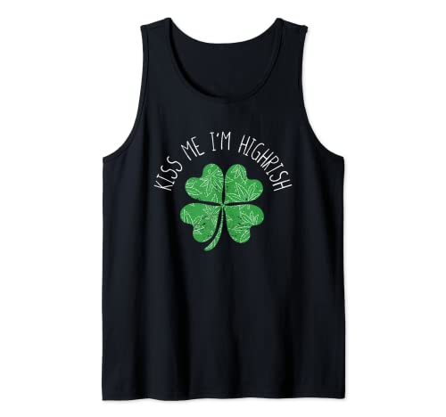 Kiss Me Im Highrish trébol irlandés Día de San Patricio Camiseta sin Mangas