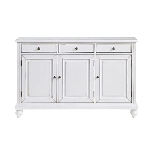 image for Coast to Coast Imports Dove White Rub Three Door Three Drawer Credenza