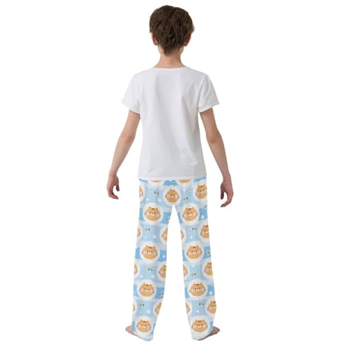 Boys' Pants Cute Cat Face Fish Blue Long Bottoms Jogger Pants Elastic Waist Trousers with Pockets S-XL3
