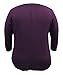 LEEBE Women's Plus Size Round Neck 3/4 Sleeve Crochet Shoulder Top (1X-5X) (3/4 SLV Dark Purple, 1X)