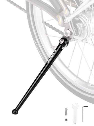 ROCKBROS Bike Kickstand Bicycle Kickstands for 16 Inch Wheel Brompton Folding Bike Adjustable Center Mount Bike Stand for Mountain Bike/Road Bicycle/Adult Bike/Sports Bike, Black