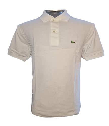 Lacoste L1221 Mens's Organic Polo Classic Fit in White (UK, Alpha, L, Regular, Regular, White)