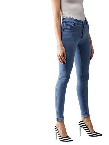 Image of Dolce Crudo Women's Light Blue Skinny Mid Rise Regular Length Clean Look Denim Stretchable Jeans