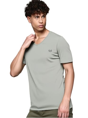 Image of Mack Jonney Regular Solid Cotton Blend V Neck T Shirt for Men
