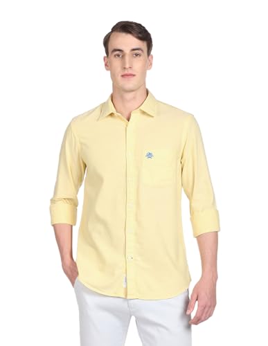 Image of U.S. Polo ASSN. Men's Solid Spread Collar Premium Cotton Oxford Tailored Fit Shirt