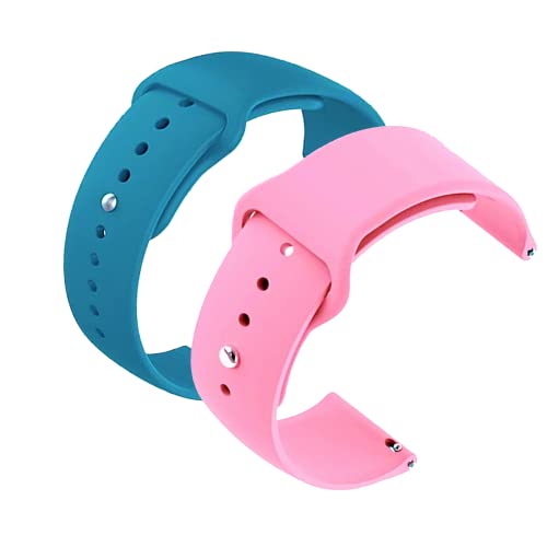 Image of YODI New Accessories Silicone 22MM Strap Belt Band for Smart Watch (Set of 2 Color) Combo Pack (Smart Watch NOT Included) (Mist Blue-Pink)