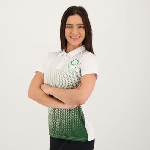 Polo Palmeiras Dots Feminina Branca e Verde