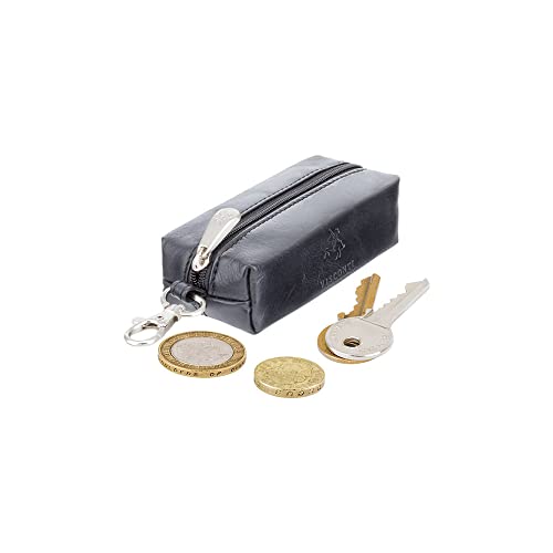Visconti MZ18 Monza Genuine Leather Key Ring Zippered Coin Pouch (Black)4