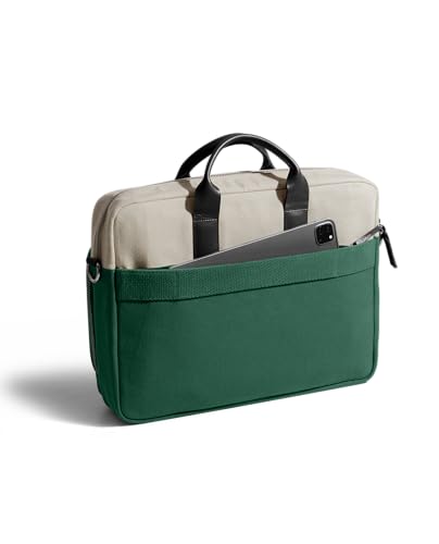 Image of DailyObjects 100% Cotton Canvas Commute Laptop Messenger Bag for Men & Women | Travel Shoulder Handbag With Trolley Sleeve | Metal Zip Closure | Leather Handles | Padded Laptop Compartment For 14 inch