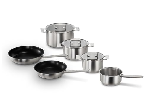 Bosch HEZ9SE060 Topfset, induktionsgeeignet, spülmaschinengeeignet, backofenfest, Literanzeige, 6-teilig, edelstahl