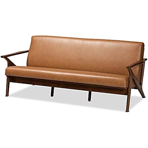 Baxton Studio Sofá de Mediados de Siglo en Nogal/Marrón Cover