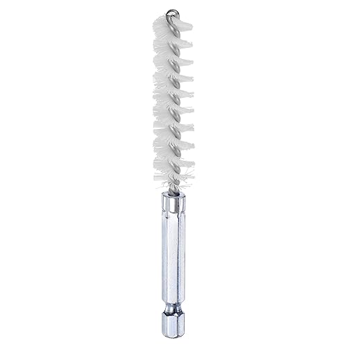 HARFINGTON Nylon Bore Brush 12mm Dia 4" Long Cleaning Twisted Wire Brush with Handle 1/4" Hex Shank for Tubes, Ports, Bearings