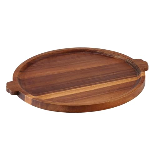 13'' Acacia Wood Charcuterie Board with Handles - Round Decorative