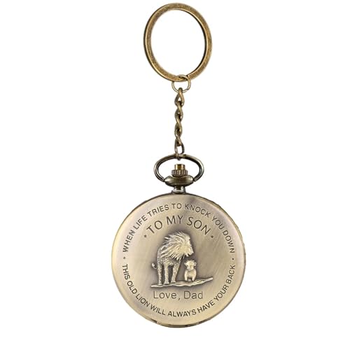Image of AUGEN Premium Pocket Watch Metal Keychain Son 2 Retro Vintage for Gifting With Key Ring Anti-Rust (Pack Of 1)