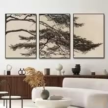 Affiches et impressions sur toile branches de pin vintage déco salon 70x90x3cm