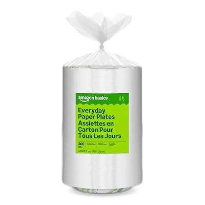 Amazon Basics Everyday Paper Plates, 8.62 Inch, Disposable, 300 Count, Packaging May Vary