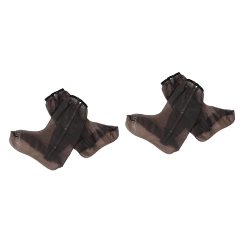 Kisangel 2 pares cubre zapatos impermeables de PVC con tubo alto, diseño antideslizante y protector para adultos color café tamaño mediano miniatura 1