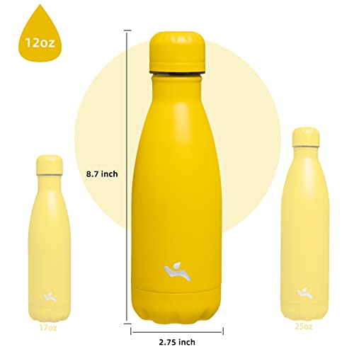 Image of Konokyo Insulated Water Bottles,12 oz Double Wall Stainless Steel Vacumm Metal Flask for Sports Travel,Yellow