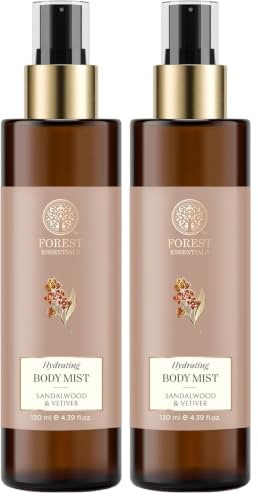 Image of Forest Essentials Fragrant Body Mist Sandalwood & Vetiver | Aloe Vera juice infused Perfume Spray to keep Skin Scented & Hydrated Through the Day (Pack of 2)