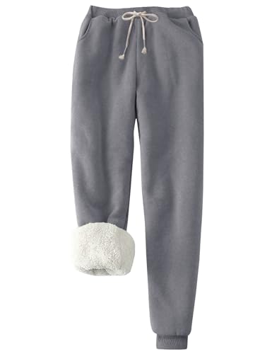 Flygo Women's Winter Warm Fleece Joggers Pants Sherpa Lined Athletic Active Sweatpants