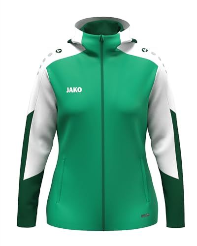 JAKO Damen Kapuzenjacke Dynamic, grün/weiß/dunkelgrün, S – Ansicht 1