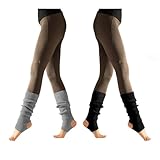 Duo de jambières en maille douce Ce pack propose deux paires de jambières tricotées, confectionnées dans un matériau type peluche douce, disponibles dans les teintes classiques noir et gris.