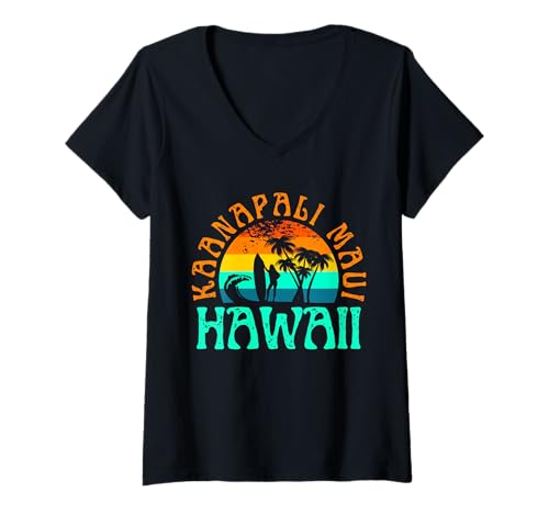 Femme Kaanapali Maui Hawaï T-Shirt avec Col en V
