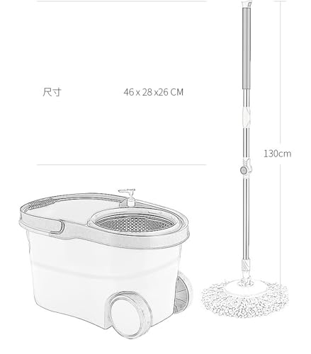 OYWEHECE Spin Mop und Eimer-Set, Spin Mop Eimer, Bodenreinigung – Mop und Eimer mit Wringer-Set, rotierende Wischeimer, Reinigungsmittel – Bild 4