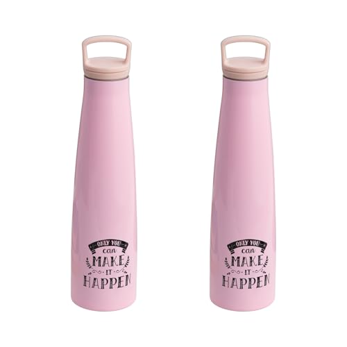 Image of Clay Craft Vacbott Sleeko Double Walled 24 Hours Hot And Cold Water Bottle-700Ml, 2-Piece(Peppy Pink) Leak Proof|Easy To Carry|Gym Bottle|Kitchen|Hiking|Travel Bottle|Bis Certified|Made In India