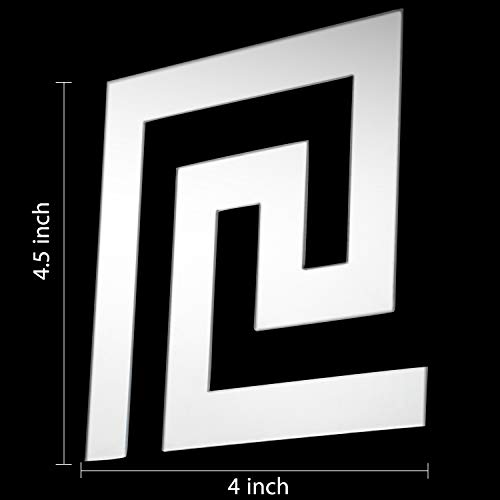 Shappy 24 Pcs DIY Mirror Wall Stickers Removable Adhensive Geometric Greek Decals Peel and Stick for Home Living Room Bedroom Decor Background Decoration(Silver)