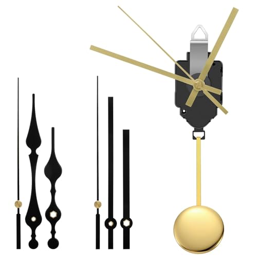 EEEKit Mecanismo de Reloj de Péndulo, Mecanismo Reloj Tic TAC con 3 Pares de Agujas, Movimiento de Cuarzo con Eje de 20 mm para Reemplazo de Motor