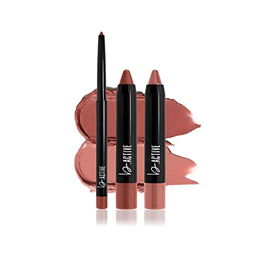 One Click Beauty b.Active 3-Piece Lip Kit, Longwear Makeup, Influencer Kit, Bailey Schwartz