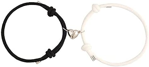 2pcs Magnetic Couple Bracelets Love Heart Relationship Matching Rope Bracelet Mutual Attraction Friendship Chain Bracelet Gift for Boyfriend Girlfriend Women Men