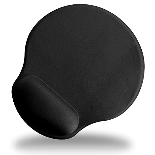 Alfombrilla Ratón Negra. Base Antideslizante de Silicona y Reposa Muñeca Acolchado. Ergonómica. Reduce la Tensión de la Muñeca en Largas Jornadas de Trabajo u Ocio, Gamers, Teletrabajo, Oficina.