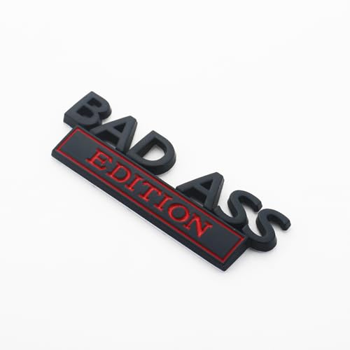 Image of 2Pc Bad Ass Edition Emblem 3D Badge Stickers with Double Tape for Cars, Trucks, Motorcycles, Boats (Black Red)