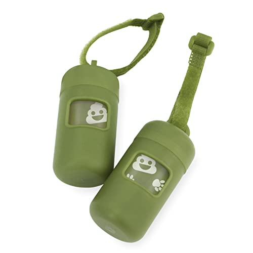 Image of Best Pet Supplies Dog Poop Bag Holder Leash Attachment Reusable Dispenser for Travel, Walking, Park, and Outdoor Use, Durable with Clip-On - Green, Pack of 2