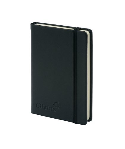Image of 2xSilvine Executive Soft Feel Pocket Notebook Ruled with Marker Ribbon 160pp 90gsm 143x90mm Black Ref 196BK
