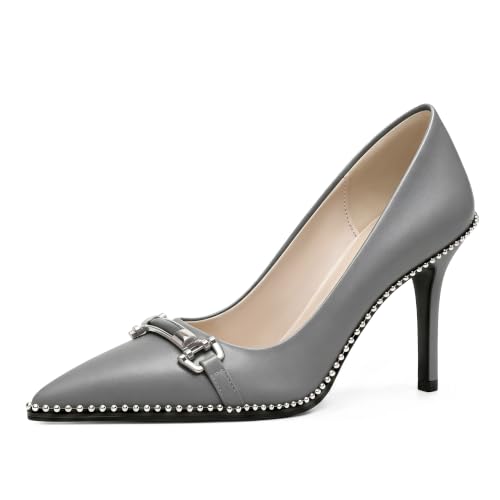Image of Women's High Heel Pumps Stiletto Heel Pumps for Women Pointed Toe Heels Elegant Classic 3.5 Inch Beaded Pumps