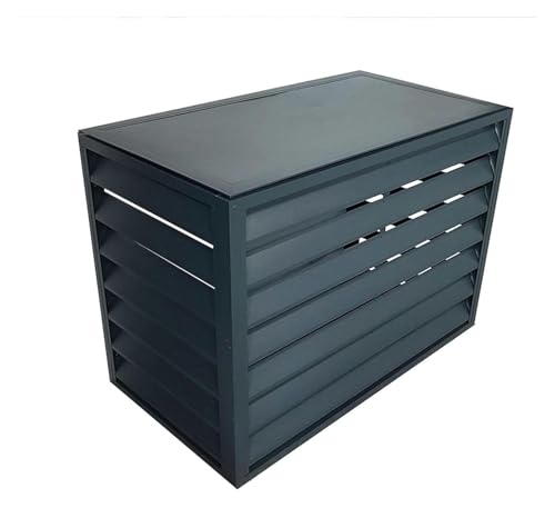 エアコン室外機カバー, ルーバー室外機カバー, 盗難防止の頑丈なアルミ製エアコンカバー、ミニスプリットコンデンサーカバー、エアコンを隠すフェンス(Gray Flat Roof,110*60*80cm)