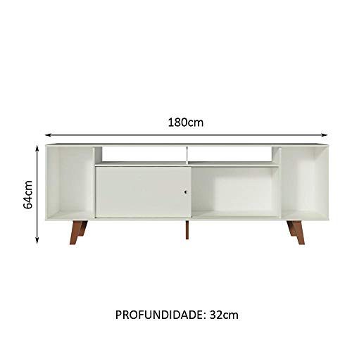 Rack para TV até 65 Polegadas Madesa Cancun com Pés - Branco/Rustic/Branco