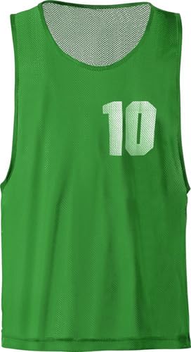 Chasubles numérotées 1 à 10 vert S pour le sport scolaire