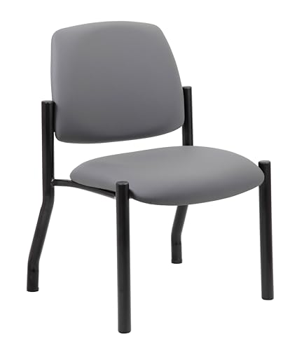 Boss Office Armless Vinyl & Steel Guest Chair in Gray