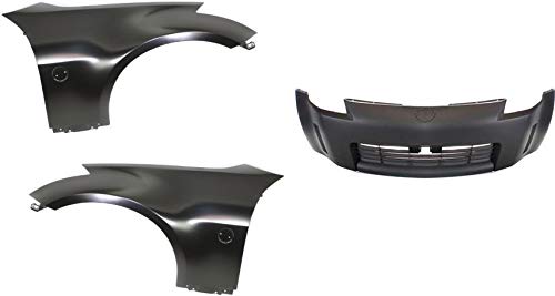 Go-Parts - Front Bumper Cover for Nissan 350Z 2003-2005, 3-Piece Kit with Fender Coupe Replacement 62022CD040,FCA01CD0MA,FCA00CD0MA 'NI1000201','NI1240177','NI1241177' 2004