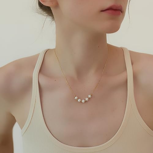 Chuchoter Dainty Pearl Pendant Necklaces For Women,Titanium Steel 18K Gold Plated Chain, Lasting Shine,Natural Freshwater Cultured Pearls,Everyday Jewelry For Gifts For Wife&Girlfriend  thumb #2