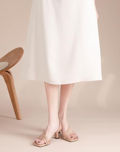 DADAWEN Women's Dressy Strappy Low Kitten Heel Square Open Toe Sandals Buckle Strap Summer Dress Shoes Pumps for Party Wedding Dance Evening2